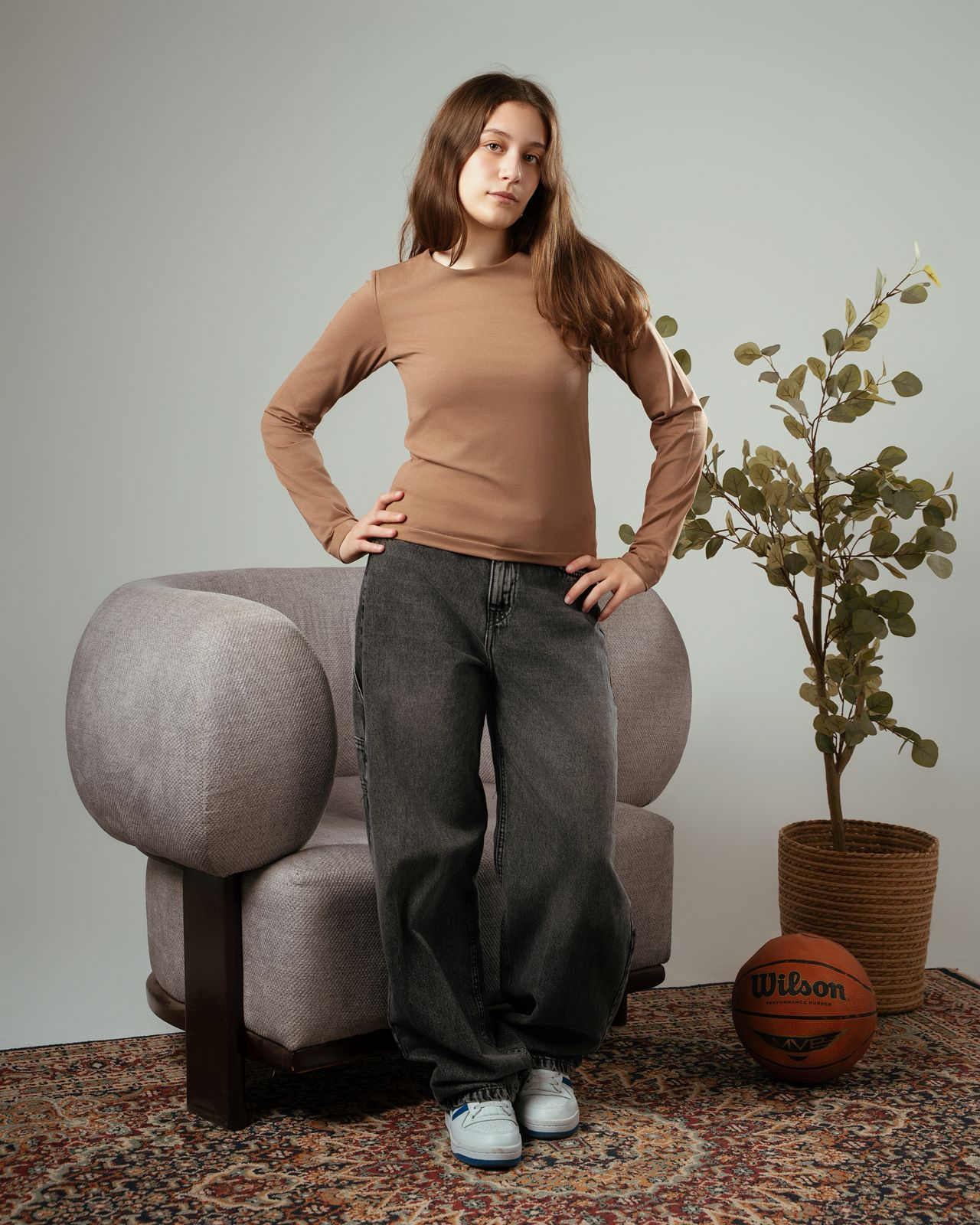 Long Sleeve Brown Top “Double Layered”