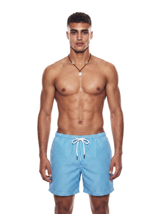 Swim Shorts (Striped Baby Blue)