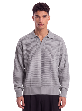 10.0 Knitted Grey Polo Sweater