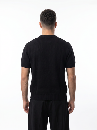 Round Black Knitted Tshirt