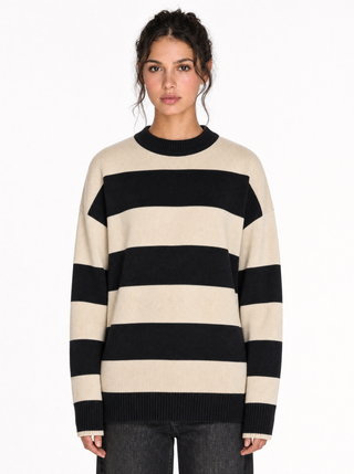 W27 Round Striped Beige-Black