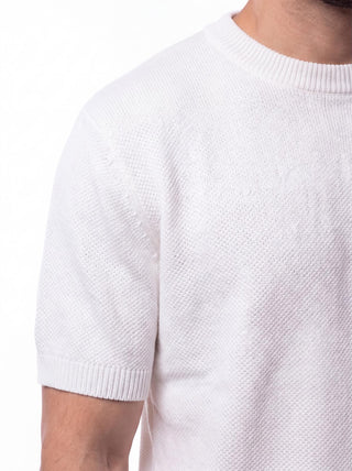 Round White Knitted Tshirt