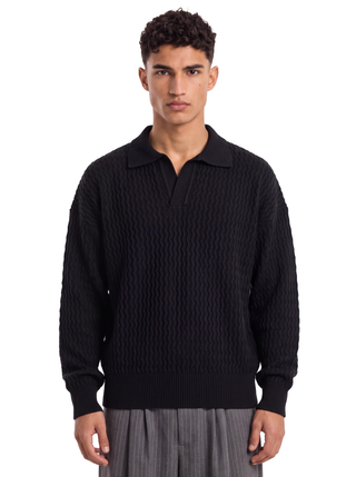 10.0 Knitted Black Polo Sweater