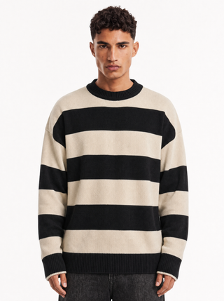 W27 Round Striped Beige-Black