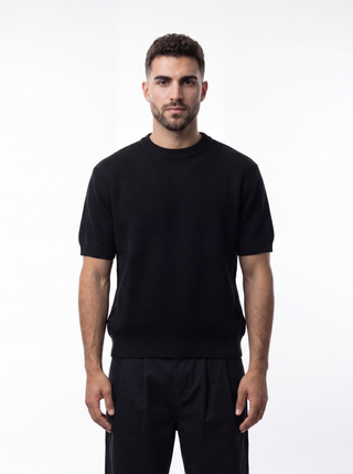 Round Black Knitted Tshirt