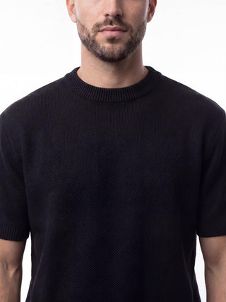 Round Black Knitted Tshirt