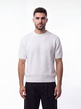 Round White Knitted Tshirt