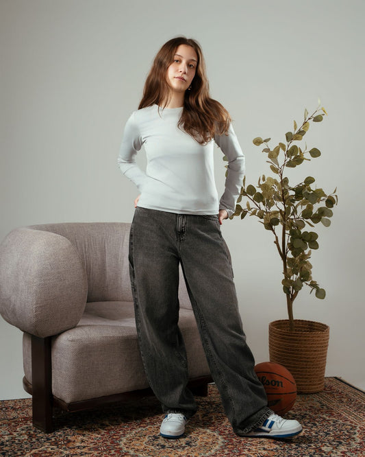 Long Sleeve Light grey Top “Double Layered”