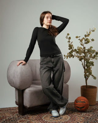 Long Sleeve Black Top “Double Layered”